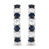 1.92 Carat Genuine Blue Sapphire and White Topaz .925 Sterling Silver Earrings