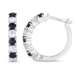 1.92 Carat Genuine Blue Sapphire and White Topaz .925 Sterling Silver Earrings