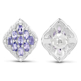 1.48 Carat Genuine Tanzanite & White Topaz .925 Sterling Silver Earrings