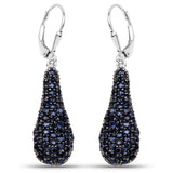 3.99 Carat Genuine Blue Sapphire .925 Sterling Silver Earrings