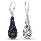 3.99 Carat Genuine Blue Sapphire .925 Sterling Silver Earrings
