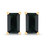 0.64 Carat Genuine Green Tourmaline 14K Yellow Gold Earrings