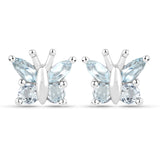 18K White Gold Plated 1.12 Carat Genuine Blue Topaz .925 Sterling Silver Earrings