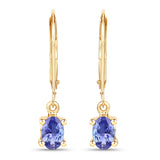 0.88 ct. Genuine Tanzanite 14K Yellow Gold Earrings
