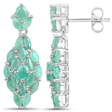 3.08 Carat Genuine Emerald .925 Sterling Silver Earrings