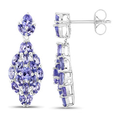 3.56 Carat Genuine Tanzanite .925 Sterling Silver Earrings