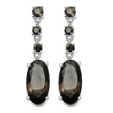 10.00 Carat Genuine Smoky Quartz .925 Sterling Silver Earrings