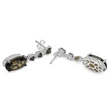 10.00 Carat Genuine Smoky Quartz .925 Sterling Silver Earrings