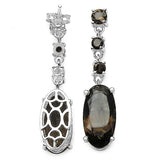 10.00 Carat Genuine Smoky Quartz .925 Sterling Silver Earrings