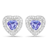 1.18 Carat Genuine Tanzanite & White Topaz .925 Sterling Silver Earrings