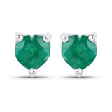 0.90 ct Genuine Zambian Emerald 14K White Gold Earrings