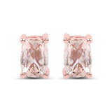 18K Rose Gold Plated 1.70 Carat Genuine Morganite .925 Sterling Silver Earrings