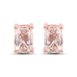 14K Rose Gold Plated 1.70 Carat Genuine Morganite .925 Sterling Silver Earrings