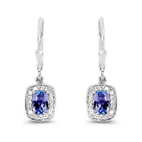 1.35 Carat Genuine Tanzanite & White Topaz .925 Sterling Silver Earrings