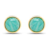 18K Yellow Gold Plated 2.00 Carat Genuine Amazonite .925 Sterling Silver Earrings