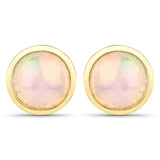 1.00 Carat Genuine Ethiopian Opal .925 Sterling Silver Earrings