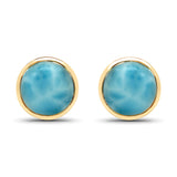 18K Yellow Gold Plated 2.42 Carat Genuine Larimar .925 Sterling Silver Earrings