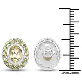 2.18 Carat Genuine Lemon Quartz and Peridot .925 Sterling Silver Earrings