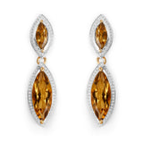 14K Yellow Gold Plated 8.50 Carat Genuine Champagne Quartz .925 Sterling Silver Earrings
