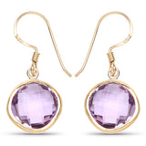 14K Yellow Gold Plated 11.86 Carat Genuine Amethyst .925 Sterling Silver Earrings