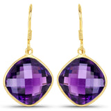 24.60 Carat Genuine Amethyst .925 Sterling Silver Earrings