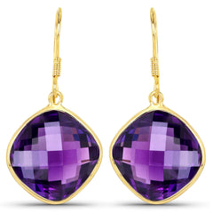 24.60 Carat Genuine Amethyst .925 Sterling Silver Earrings