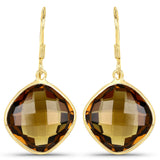 24.30 Carat Genuine Champagne Quartz .925 Sterling Silver Earrings