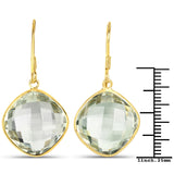 26.60 Carat Genuine Green Amethyst .925 Sterling Silver Earrings