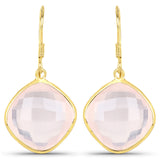 27.70 Carat Genuine Rose Quartz .925 Sterling Silver Earrings