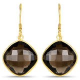 22.80 Carat Genuine Smoky Quartz .925 Sterling Silver Earrings