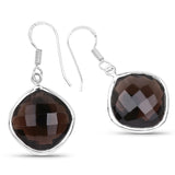 22.80 ct. Genuine Smoky Quartz .925 Sterling Silver Earrings