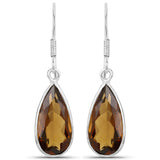 10.04 Carat Genuine Champagne Quartz .925 Sterling Silver Earrings
