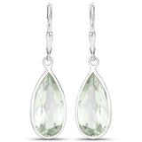 9.00 Carat Genuine Green Amethyst .925 Sterling Silver Earrings