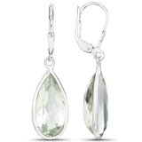 9.00 Carat Genuine Green Amethyst .925 Sterling Silver Earrings