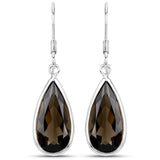 12.20 Carat Genuine Smoky Quartz .925 Sterling Silver Earrings