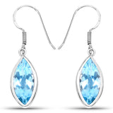9.76 Carat Genuine Blue Topaz .925 Sterling Silver Earrings