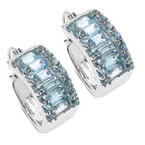 6.40 Carat Genuine Blue Topaz Sterling Silver Earrings