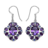 7.42 Carat Genuine Amethyst & Tanzanite .925 Sterling Silver Earrings