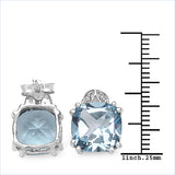 10.24 Carat Genuine Blue Topaz & White Diamond .925 Sterling Silver Earrings