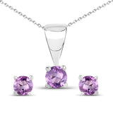 0.36 Carat Genuine Amethyst .925 Sterling Silver Jewelry Set