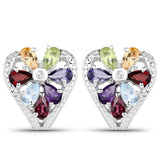 3.13 Carat Genuine Multi Stones .925 Sterling Silver Earrings