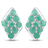 1.80 Carat Genuine Emerald .925 Sterling Silver Earrings