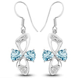 5.06 Carat Genuine Blue Topaz and White Topaz .925 Sterling Silver Earrings