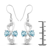 5.06 Carat Genuine Blue Topaz and White Topaz .925 Sterling Silver Earrings