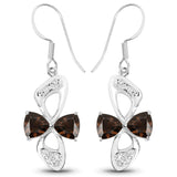4.02 Carat Genuine Smoky Quartz and White Topaz .925 Sterling Silver Earrings