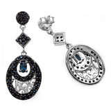 2.80 Carat Genuine London Blue Topaz & Black Spinel .925 Sterling Silver Earrings