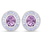 5.50 Carat Genuine Amethyst and Tanzanite .925 Sterling Silver Earrings