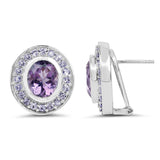 5.50 Carat Genuine Amethyst and Tanzanite .925 Sterling Silver Earrings