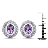 5.50 Carat Genuine Amethyst and Tanzanite .925 Sterling Silver Earrings