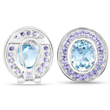 6.30 ct. Genuine Blue Topaz and Tanzanite .925 Sterling Silver Earrings
